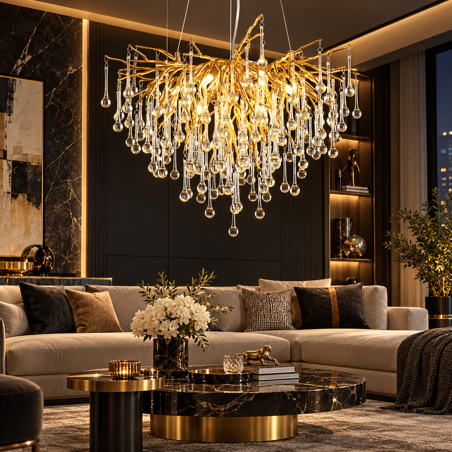 Полилей кристал LUXURY Golden Tears 40CM