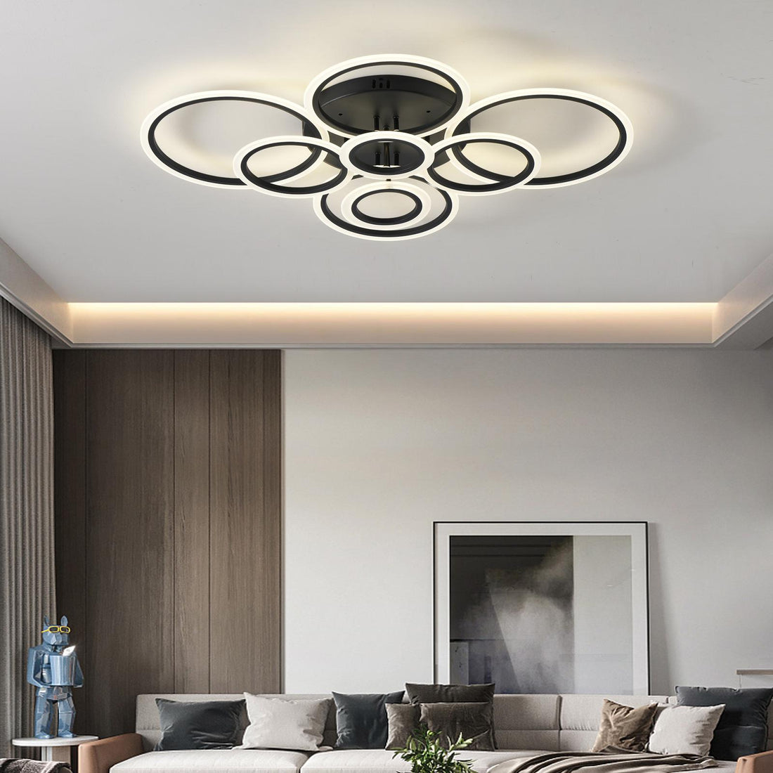 LED осветително тяло Circle 4+4 Gigant Black еквивалент 1000W с дистанционно