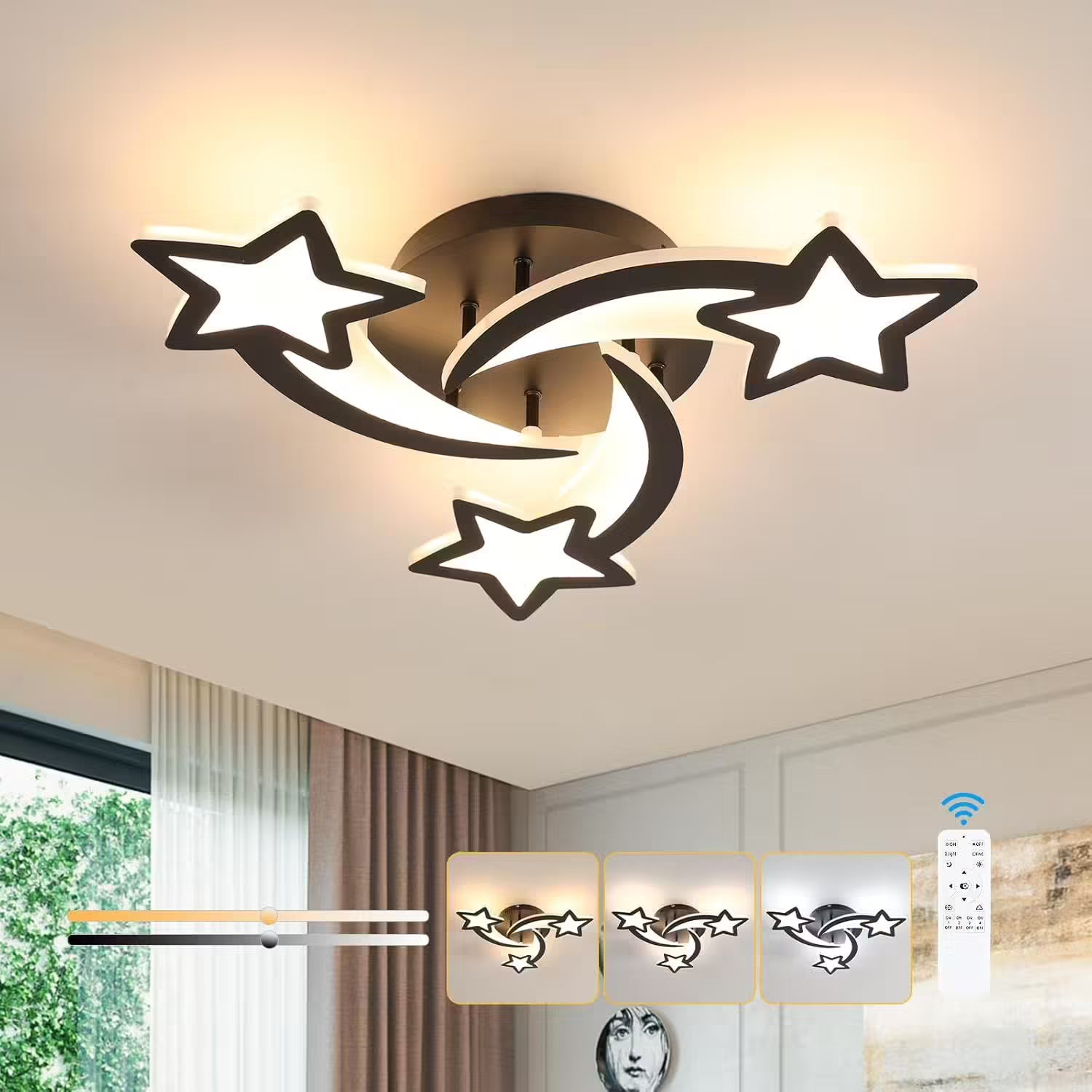 LED осветително тяло Mini STAR BLACK Еквивалент 400W Дистанционно
