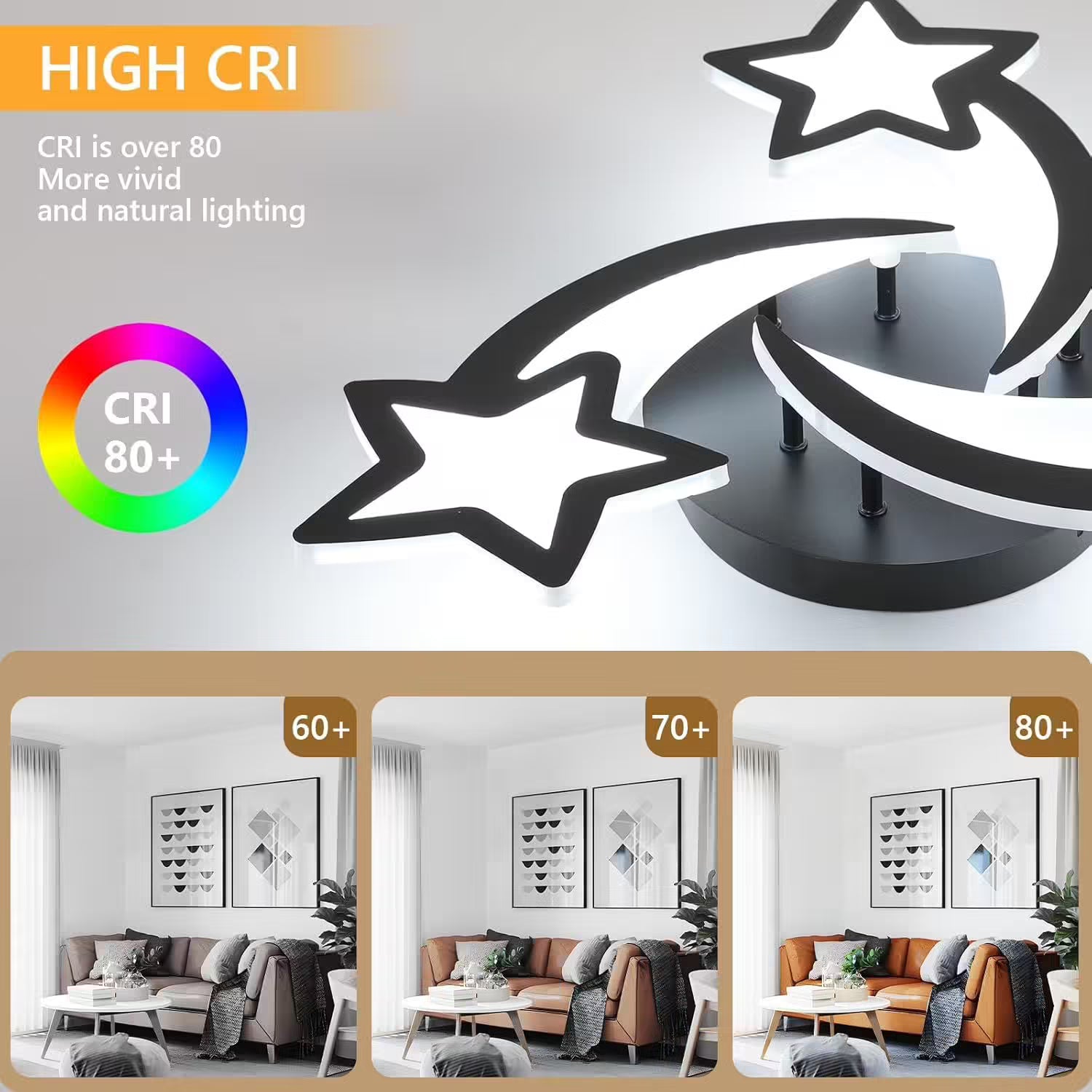 LED осветително тяло Mini STAR BLACK Еквивалент 400W Дистанционно