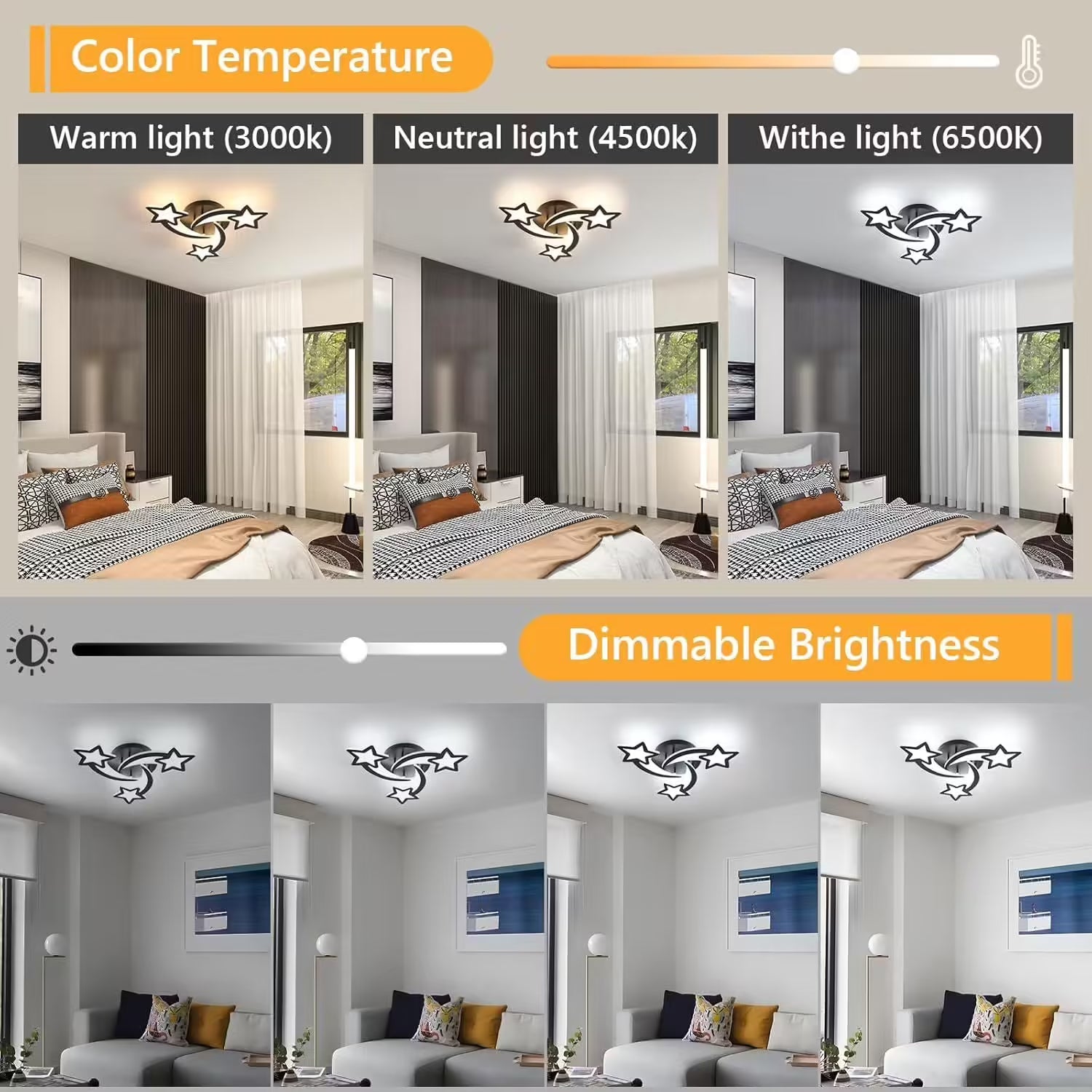 LED осветително тяло Mini STAR BLACK Еквивалент 400W Дистанционно