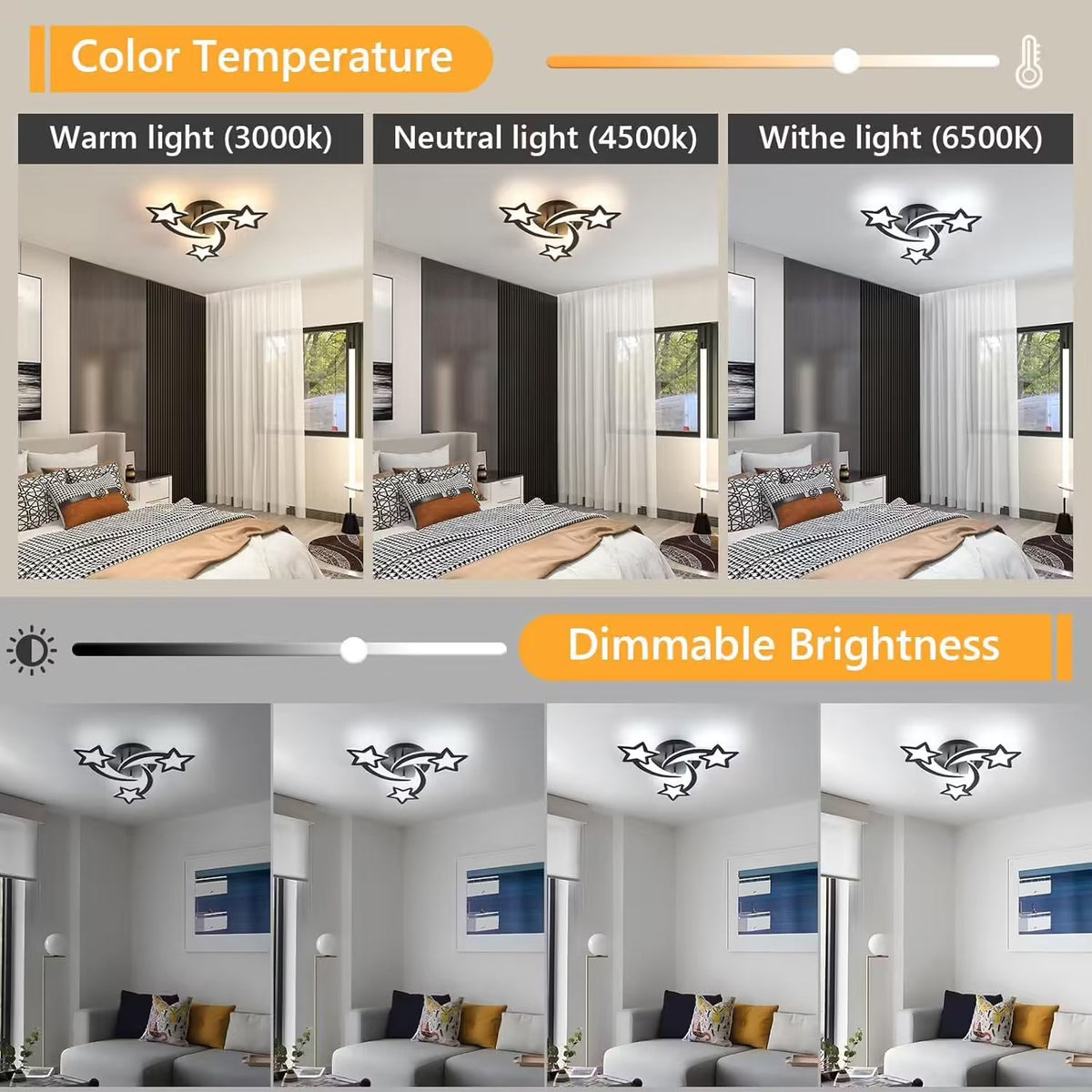 LED осветително тяло Mini STAR BLACK Еквивалент 400W Дистанционно