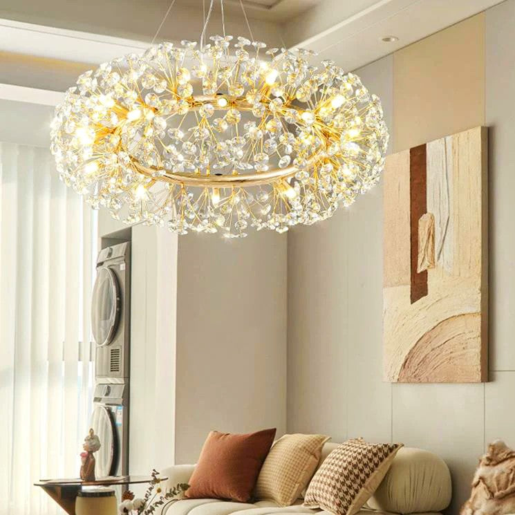 Lustra Suspendata Crystal Dandelion Gold Xxl Lighting Fixtures