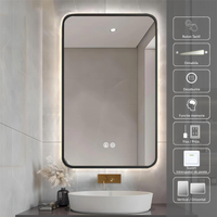 LED огледало 60x80cm с черна рамка, 3 вида светлина, против запотяване и Touch OD041/BK