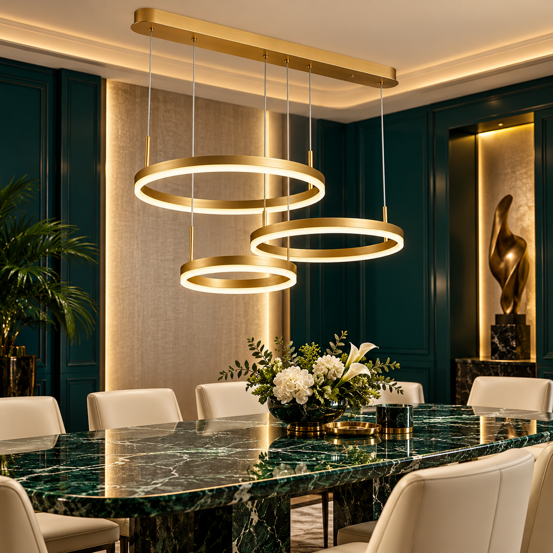 LED осветително тяло 150W CASSANDRA Circle Gold 3 сегмента еквивалент 600W