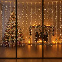 LED завеса Snowvale 500x80cm Топла светлина 180 LED диода Бял кабел