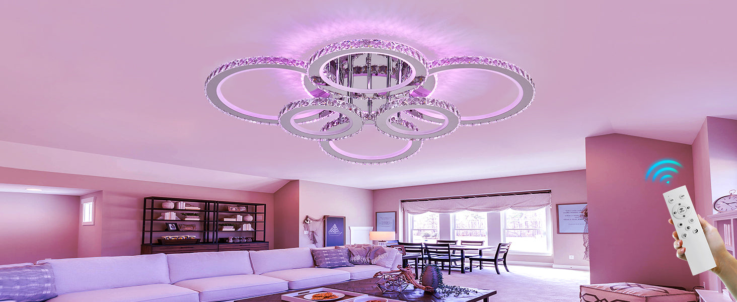 Lustra Led 238W 4 + 2 Circle Cristal Rgb Echivalent 800W Chandeliers Crystal
