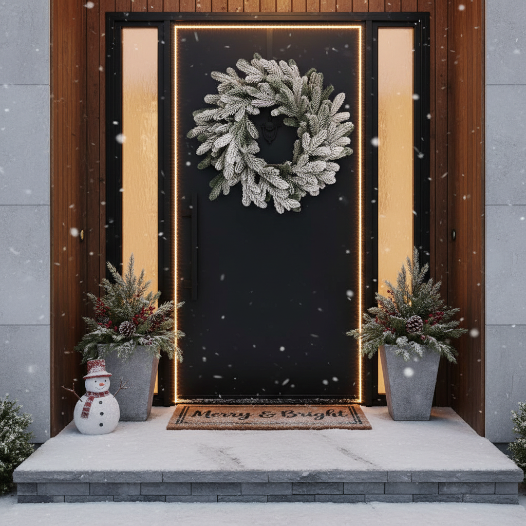 Изкуствена коледна венец за врата Snowcrest