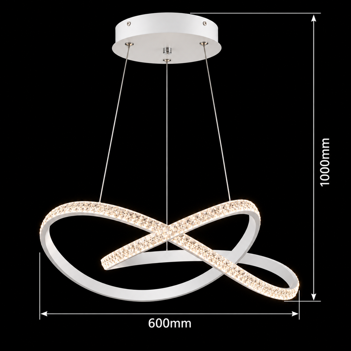 LED осветително тяло Infinity White, висящо, еквивалент 500W, с дистанционно