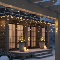 LED завеса Snowvale 10x0.6m Топла Бяла Светлина 400 LED диода Бял Кабел IP44