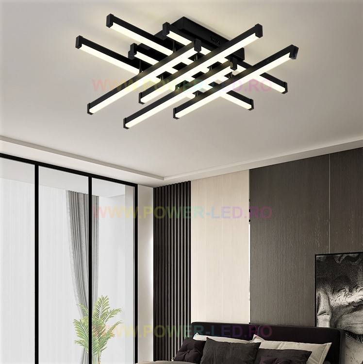 LED осветително тяло 160W 8 LINES Design Black с дистанционно