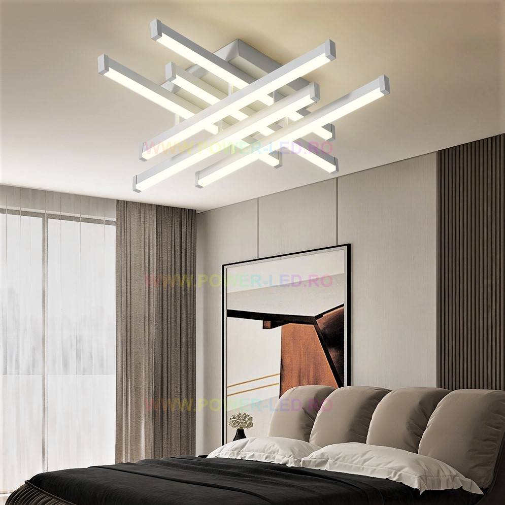 LED осветително тяло 6 LINES Design бяло SMART еквивалент 500W с дистанционно
