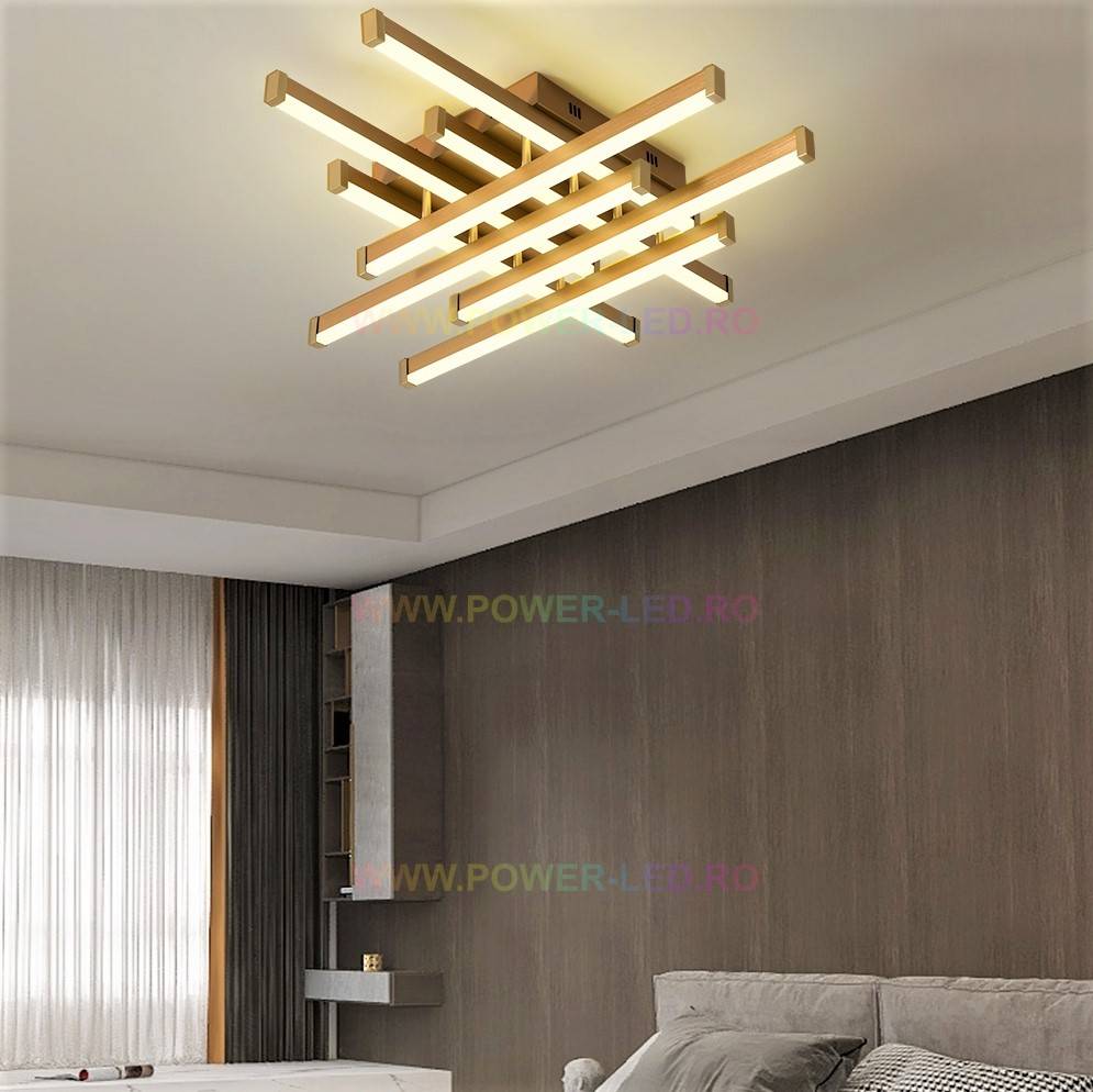 LED осветително тяло 160W 8 LINES Design Gold с дистанционно