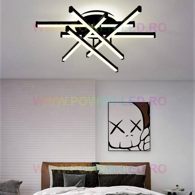 LED осветително тяло 150W 6 LINES Design Round Black с дистанционно