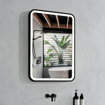 LED огледало 60x80cm черна рамка с функция против замъгляване и Touch J24