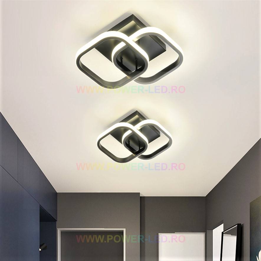 LED осветително тяло 32W Double Square черен еквивалент 200W