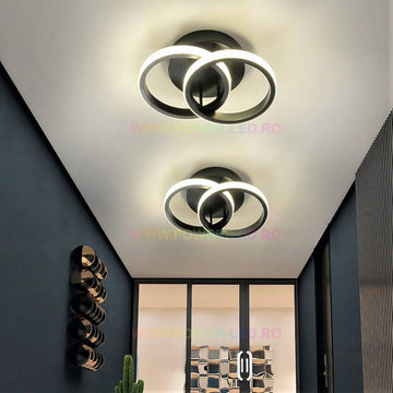 Lustra Led 28W Double Ring Negru Echivalent 150W Lighting Fixtures