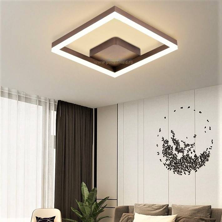 LED осветително тяло 80W ONE SQUARE Design кафяво с дистанционно