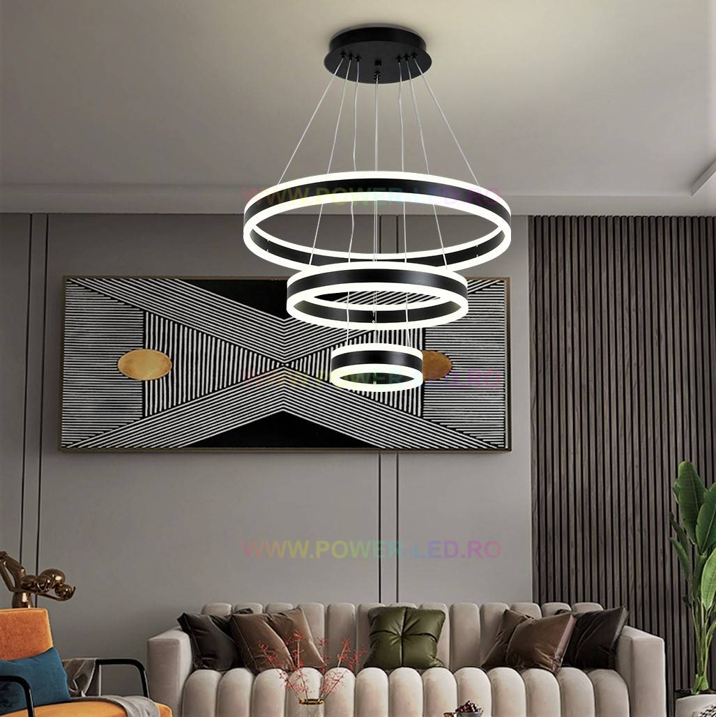 LED осветително тяло KING Black XXL 80cm 3 сегмента Еквивалент 1200W Дистанционно