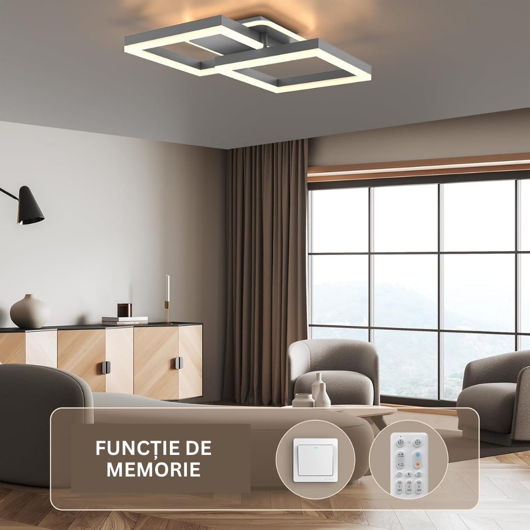 Осветително тяло LED TWO SQUARE SILVER Еквивалент 600W Дистанционно управление