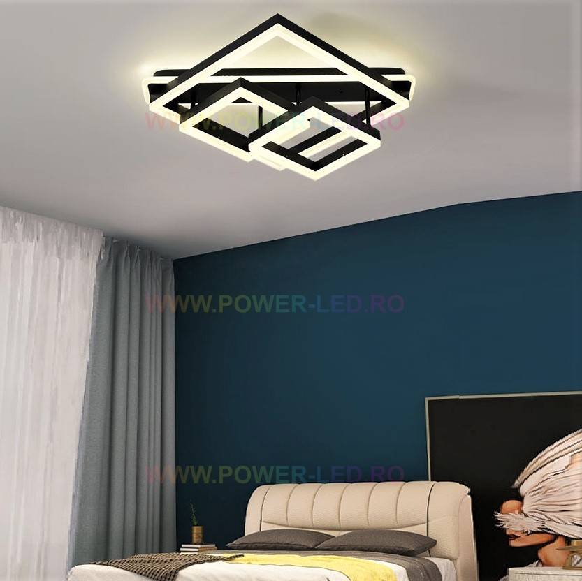 LED осветително тяло ALLIS SQUARES Black Еквивалент 800W С дистанционно