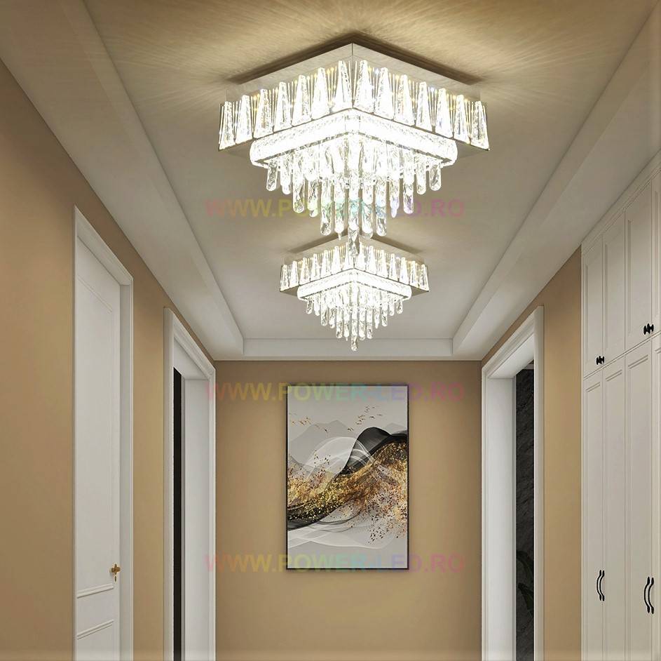 LED осветително тяло 120W ELEGANCE SQUARE Maxi Cristal с дистанционно