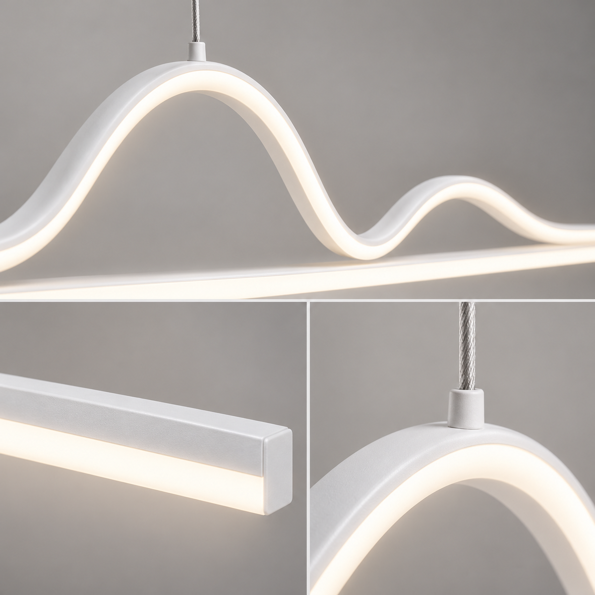 LED осветително тяло Snake, висящо, бяло, еквивалент 400W, с дистанционно