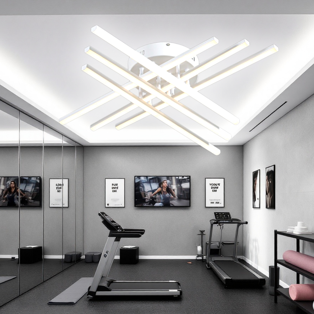 LED осветително тяло 96W X с 6 бели линии, еквивалент 700W, с дистанционно