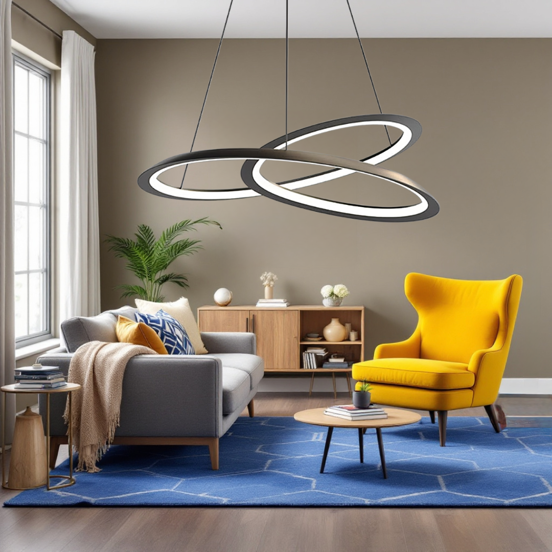 LED осветително тяло тип пендел 120W Lumea Black с дистанционно, еквивалент 600W