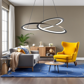 LED осветително тяло тип пендел 120W Lumea Black с дистанционно, еквивалент 600W