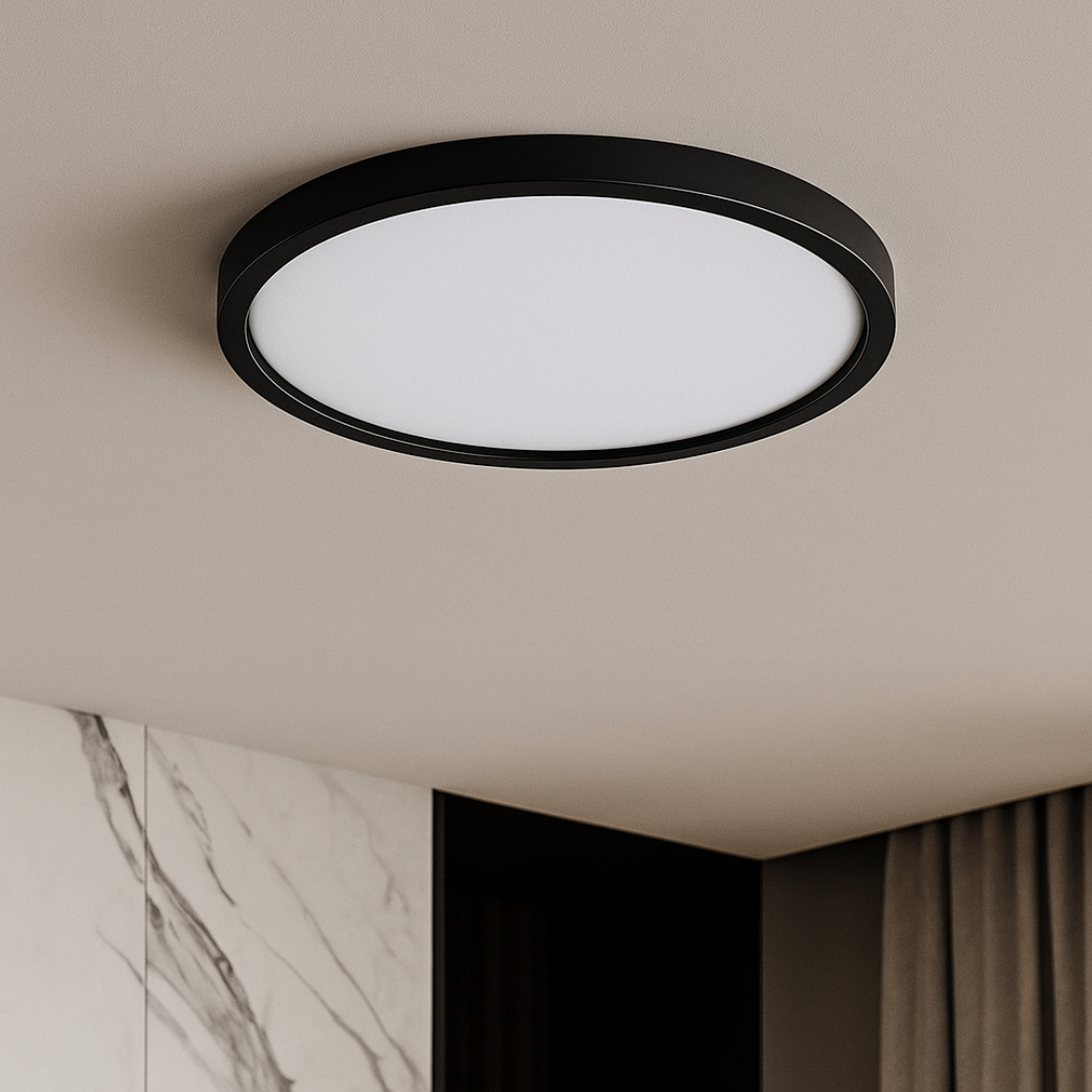 LED плафон за баня 36W черна 40cm IP40 3 вида светлина еквивалент 400W