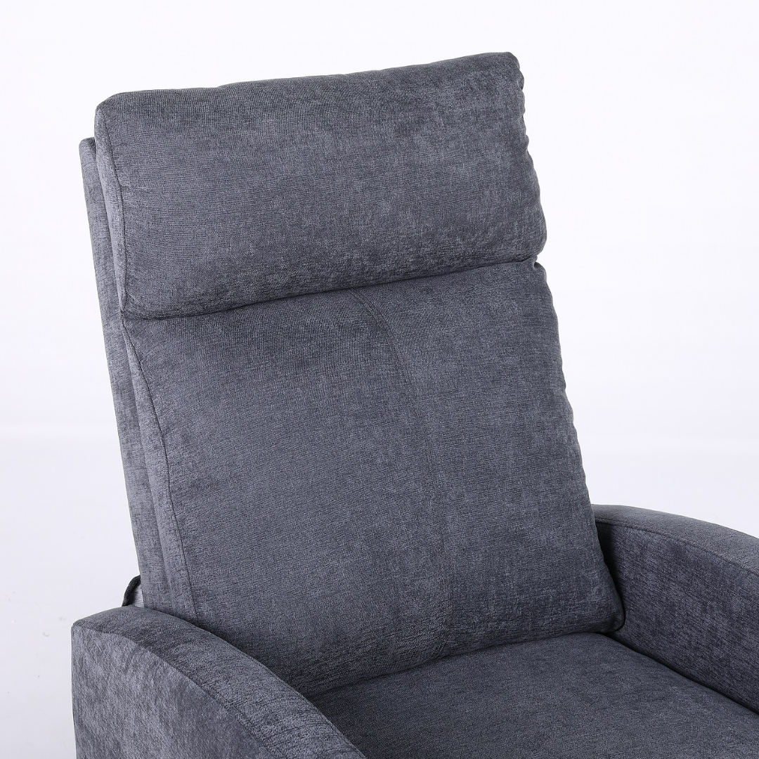 Релакс фотьойл с механизъм Recliner, тъмно сив текстил