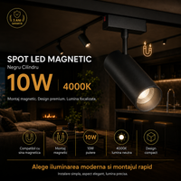 LED спот 10W магнитен черен цилиндър