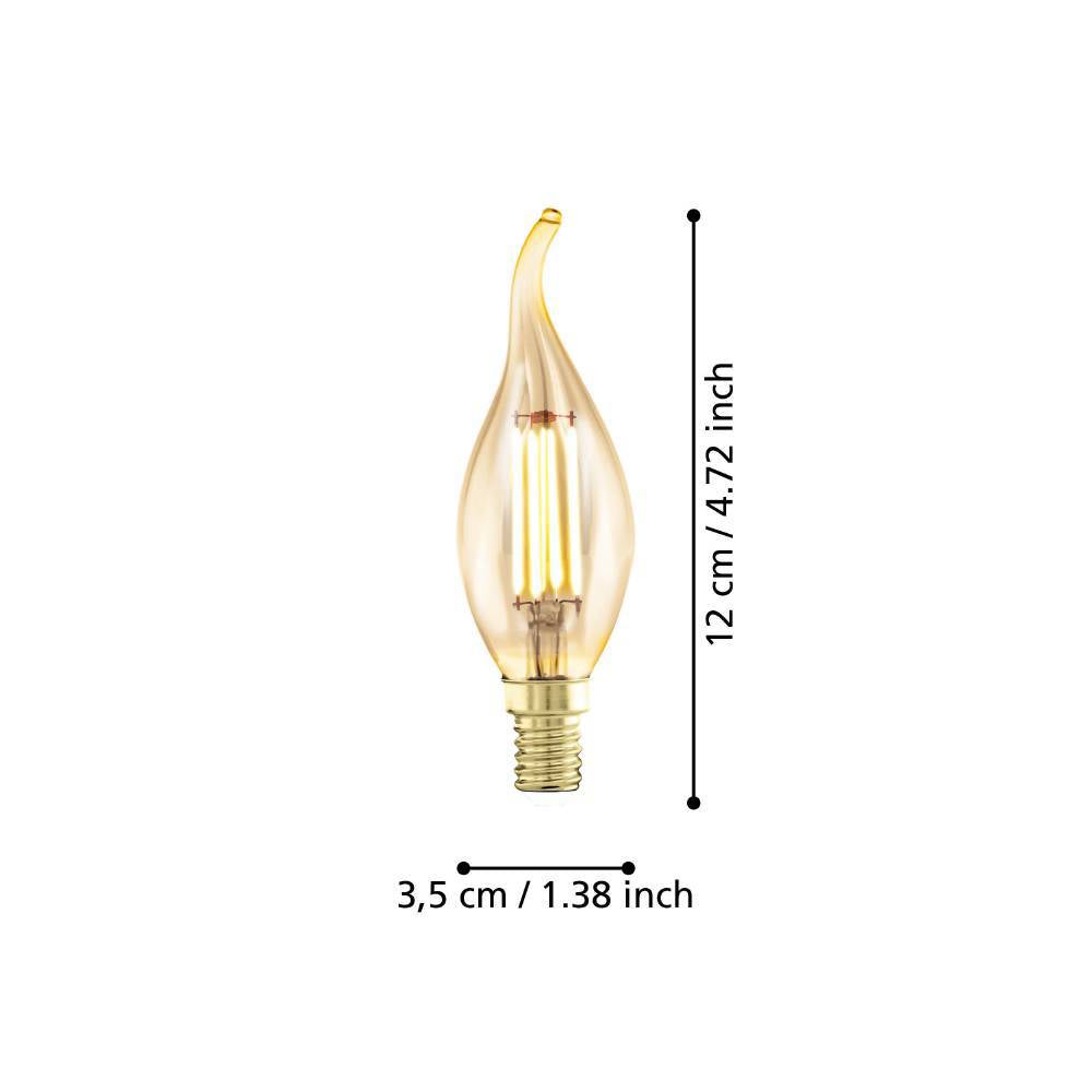 LED крушка E14 4W 1700K филамент пламък опушена димираща