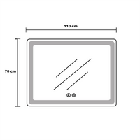 LED огледало 110x70cm Златиста рамка, против замъгляване, часовник, температура, тъч и 3 вида светлина OD058/GD