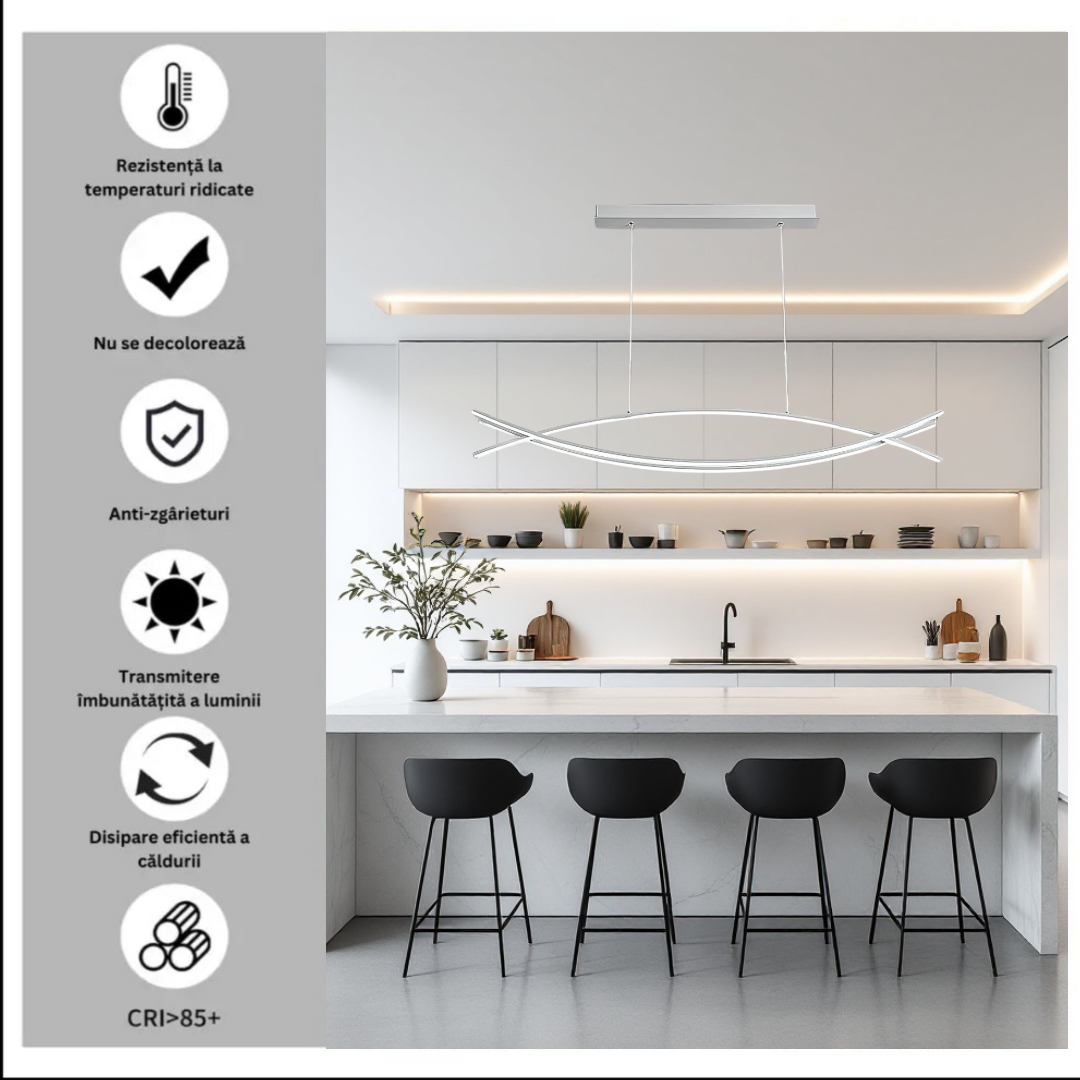 LED осветително тяло висящо 80W OFFICE WHITE с дистанционно, еквивалент 500W