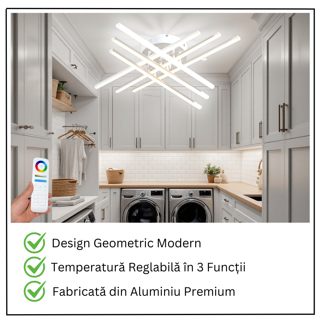 LED осветително тяло 96W X с 6 бели линии, еквивалент 700W, с дистанционно