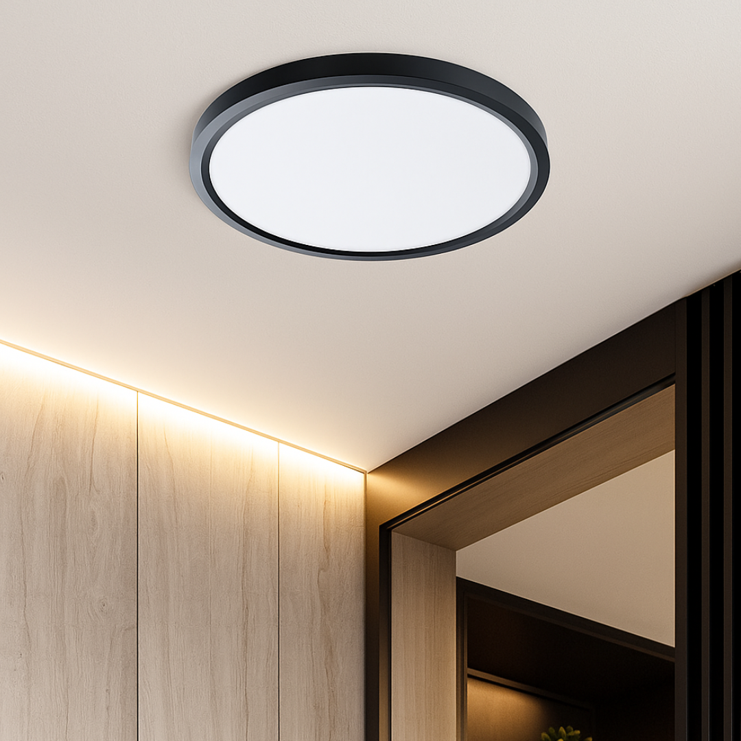 LED плафон за баня 36W черна 40cm IP40 3 вида светлина еквивалент 400W