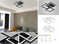 Модерно LED осветително тяло 3 Square Black еквивалент 300W с дистанционно