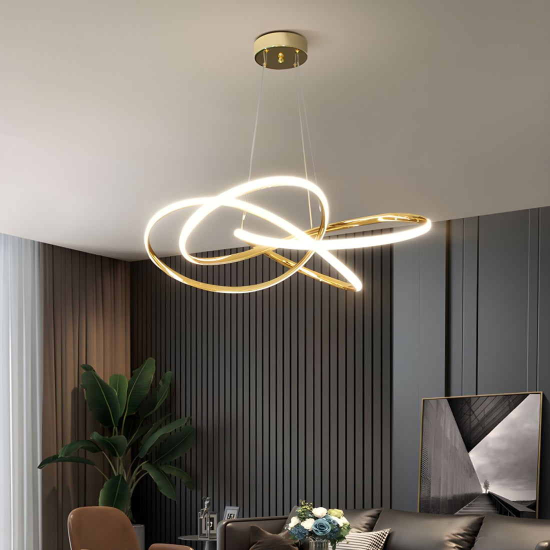 LED осветително тяло тип пендел Eternity Gold, еквивалент 800W, с дистанционно
