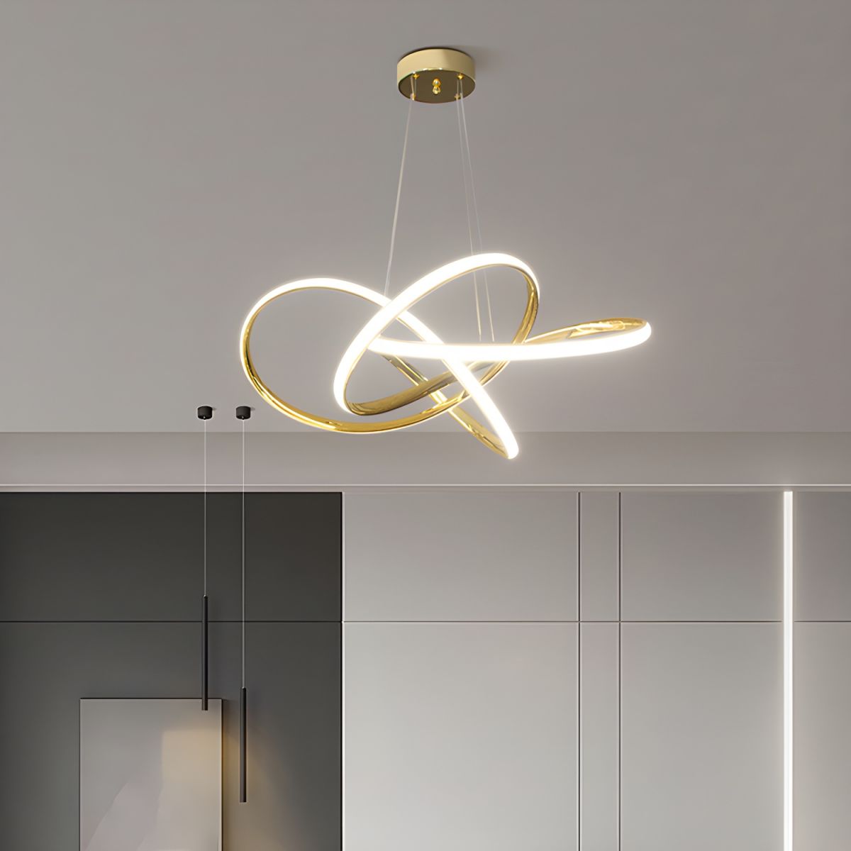 LED осветително тяло тип пендел Eternity Gold, еквивалент 800W, с дистанционно
