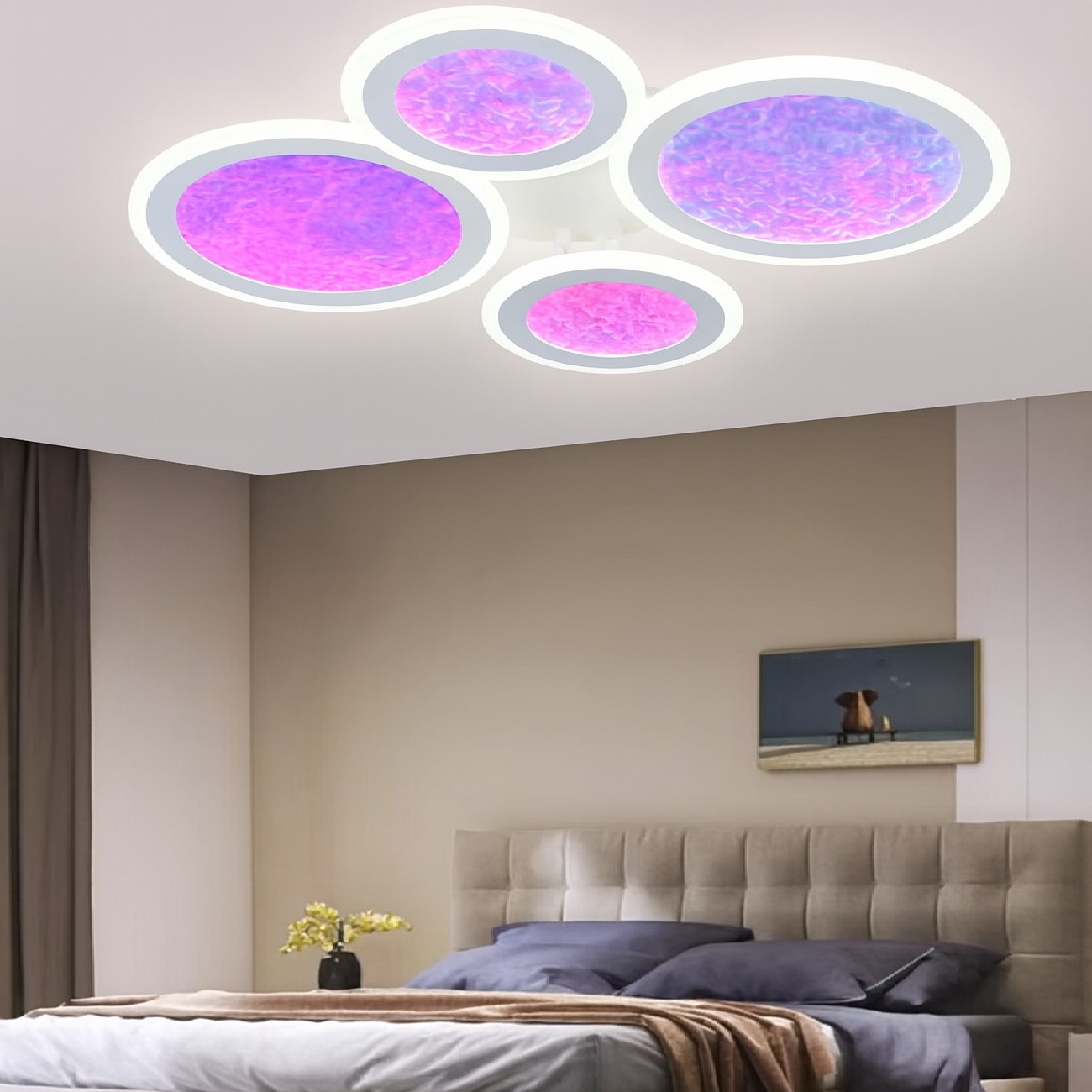 LED осветително тяло RGB SIERA 4 Circles 3 функции Еквивалент 550W Дистанционно
