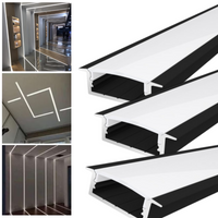 Profil LED 2 METRI Incastrat Negru Plat XL Dispersor Alb LED Strips