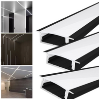 Profil LED 2 METRI Incastrat Negru Plat XL Dispersor Alb LED Strips