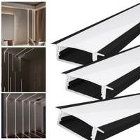Profil LED 2 METRI Incastrat Negru Plat XL Dispersor Alb LED Strips