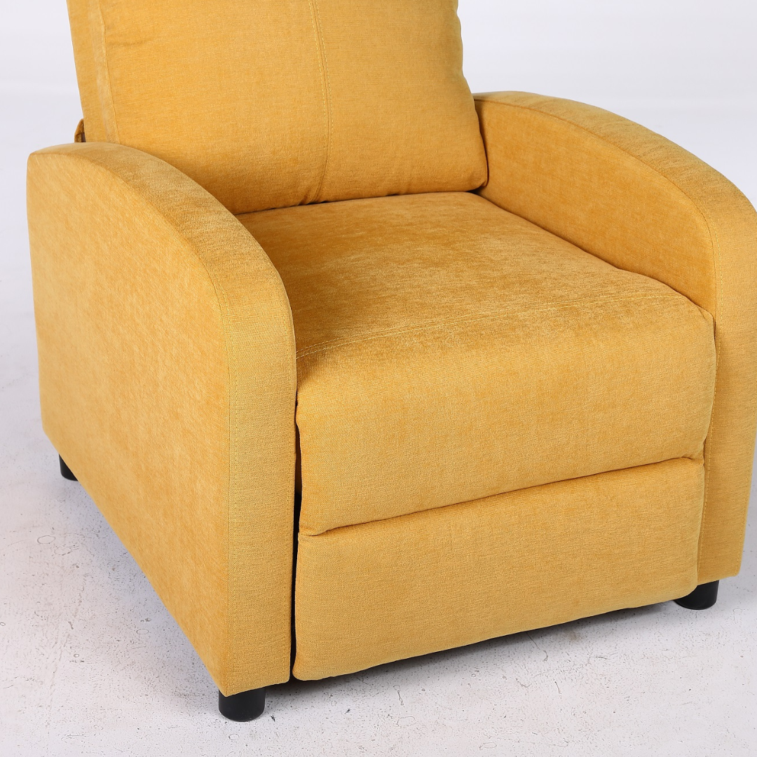 Релакс фотьойл с механизъм Recliner, текстил жълт