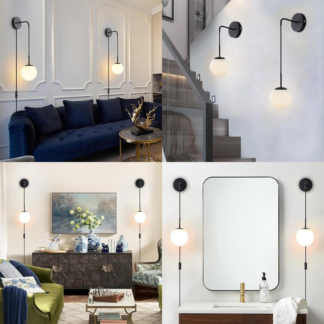 Регулируем аплик Nordic Style HangGlobe Black с матов абажур