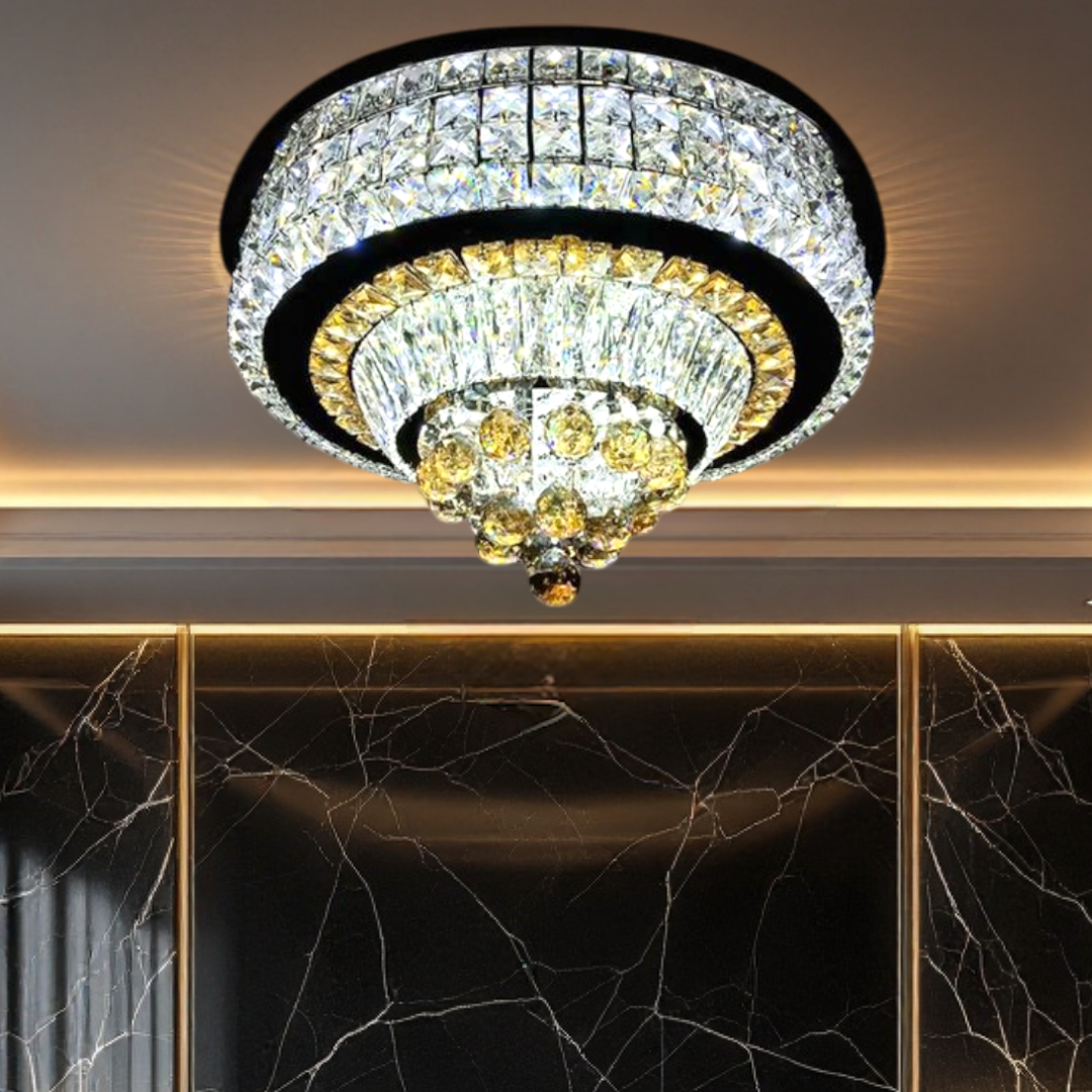 LED осветително тяло от кристал за таван Noble Glow с дистанционно, еквивалент 800W