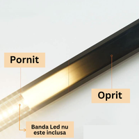 Profil LED Aplicat 2 METRI Negru cu Dispersor Negru LED Strips