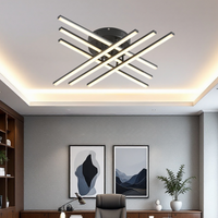 LED осветително тяло 96W X с 6 черни линии, еквивалент 700W, с дистанционно